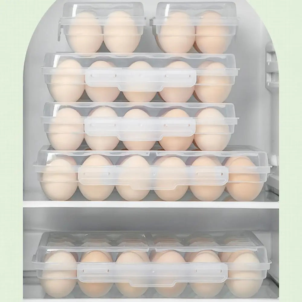 Stackable Egg Holder with Lid | Transparent Plastic Egg Organizer