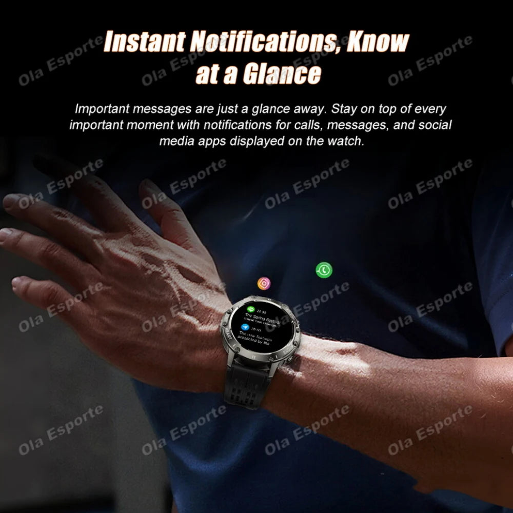 Military Smartwatch Men | AMOLED 360x360 | 100+ Sports Modes