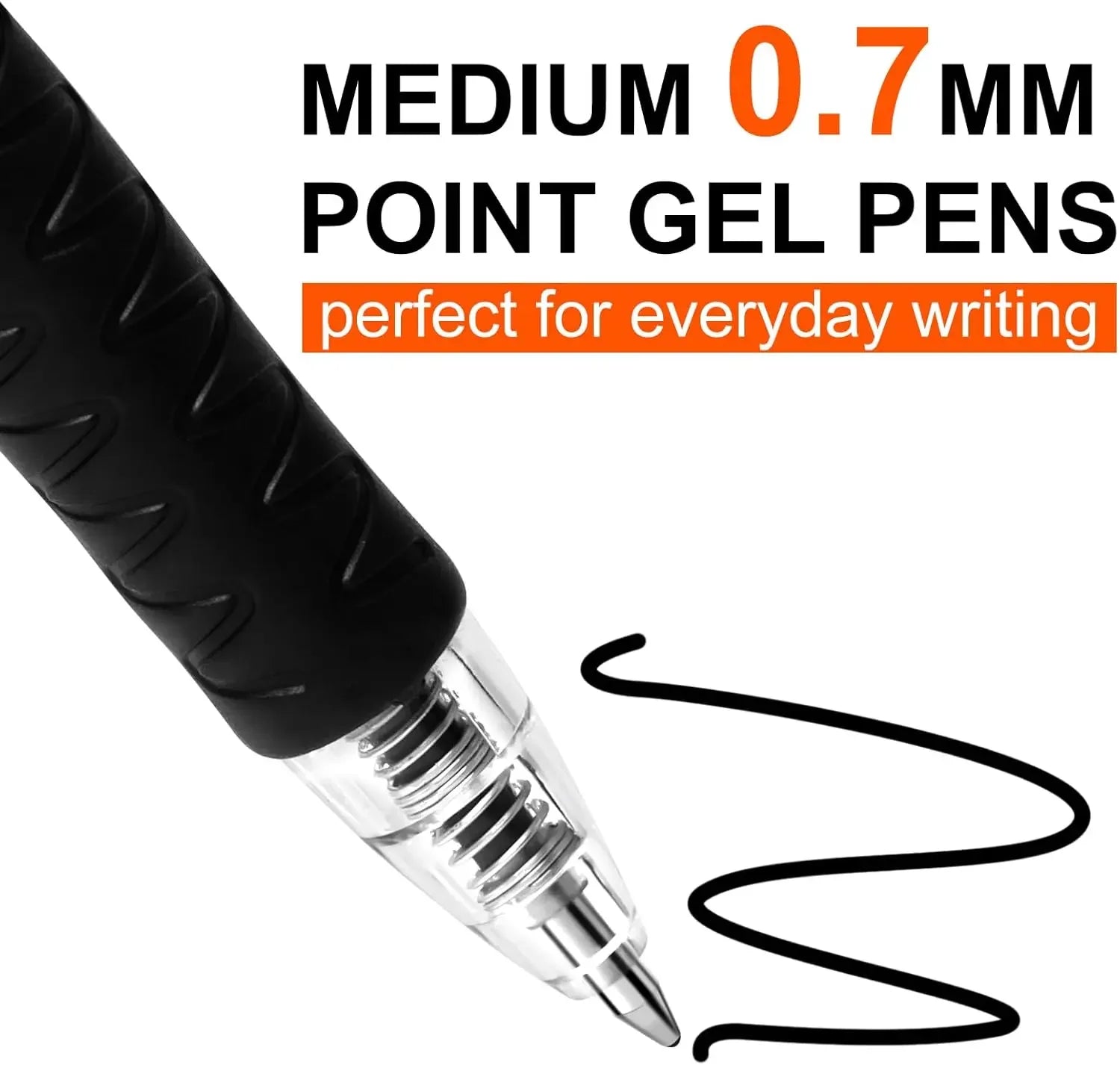 30 Pack Black Gel Pens, Fine Point Retractable Rollerball for Smooth Writing (0.7mm), School Office Supplies Peaceful Pleasures Health and Wellness