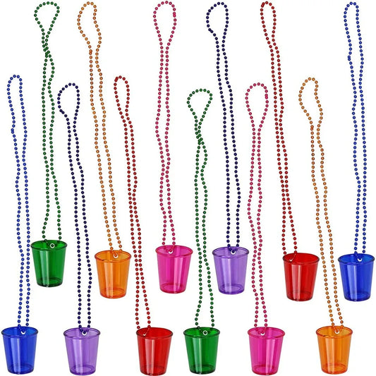 Shot Glasses on Beaded Necklace Plastic Shot Cup Necklace Wedding Bachelorette Party Birthday Party Decoration Supplies Peaceful Pleasures Health and Wellness
