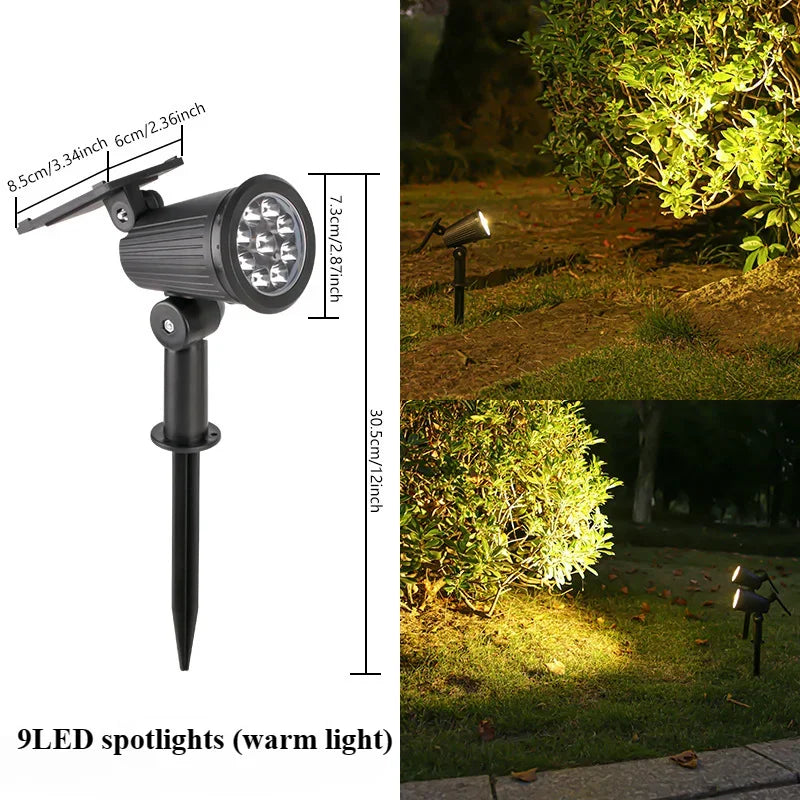 9 LED Solar Spotlights Outdoor IP65 Waterproof | Garden Patio