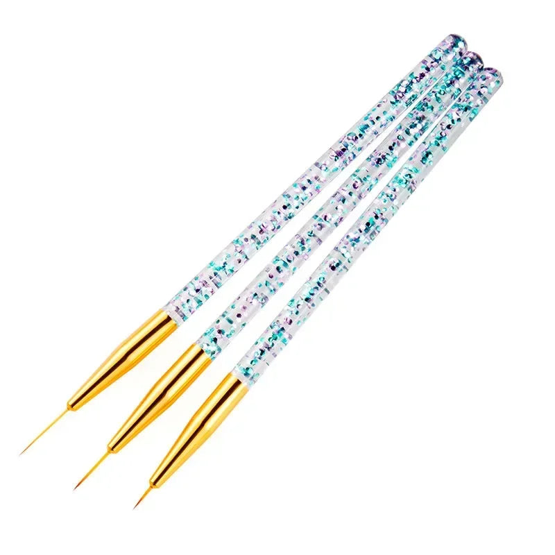 3D Tips Ultra-thin Line Drawing Manicure 3Pcs Acrylic French Stripe Nail Art Liner Brush Set UV Gel Painting Tools Peaceful Pleasures Health and Wellness China Mainland BF23-0030