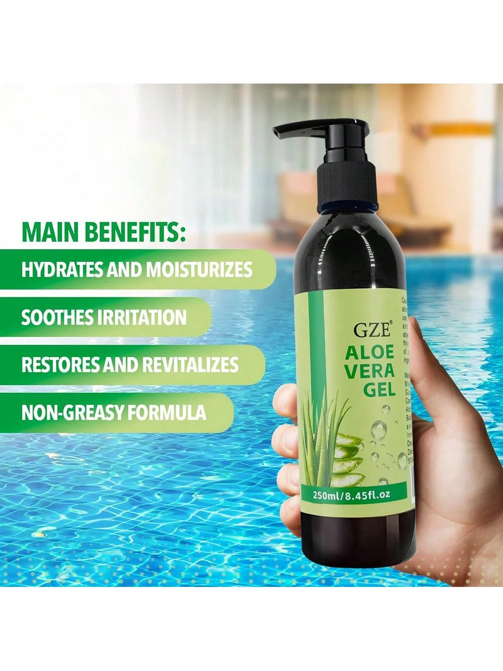 GZE Aloe Vera Gel – Moisturizer, Hair Frizz Control 250ml Aloe Vera Gel Peaceful Pleasures Health and Wellness
