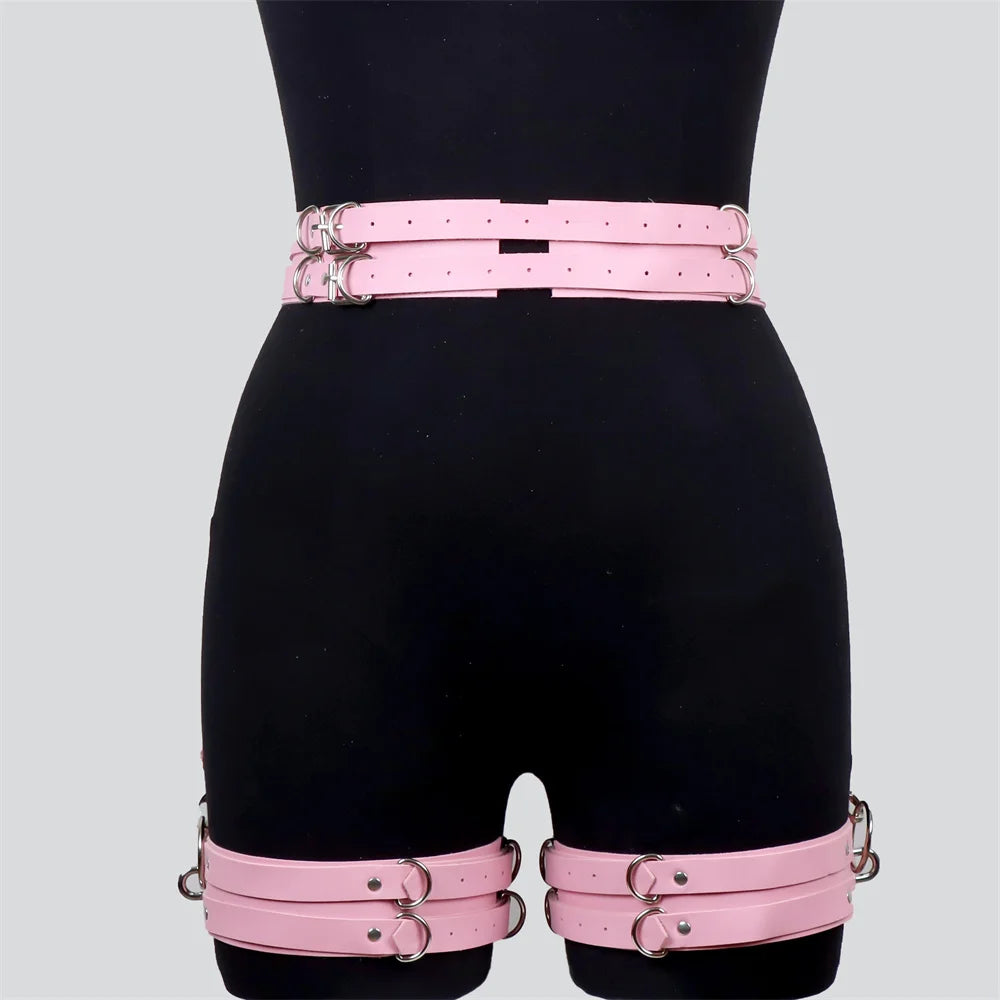 Sexy Garter Leather Harness Women Gothic Lingerie BDSM Bondage Belt