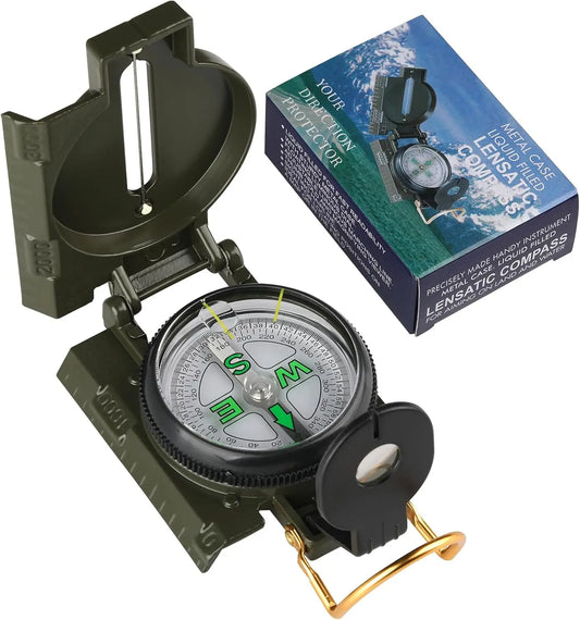 High Precision Army Compass, Waterproof Metal Sight Design Professional Outdoor Tool for Hiking Mountaineering Sports Peaceful Pleasures Health and Wellness