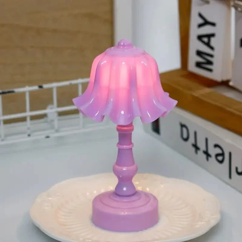 Mini Linglan Flower Night Light Atmosphere Decorative Light Small Desk Lamp Creative Bedhead Ornament Cute Small Desk Lamp New Peaceful Pleasures Health and Wellness Purple Shellflower
