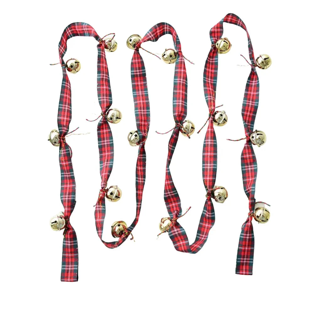 Christmas Velvet Ribbon Bell String – 2.7m Holiday Garland