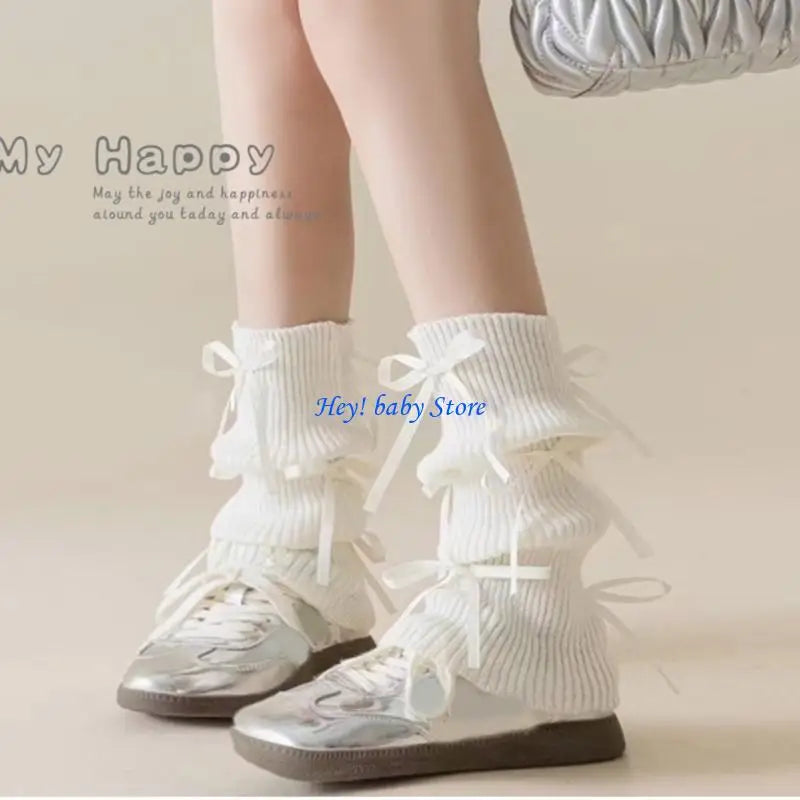 Girls 3D Bowknot Knitted Leg Warmers – Ballet Sweet Socks