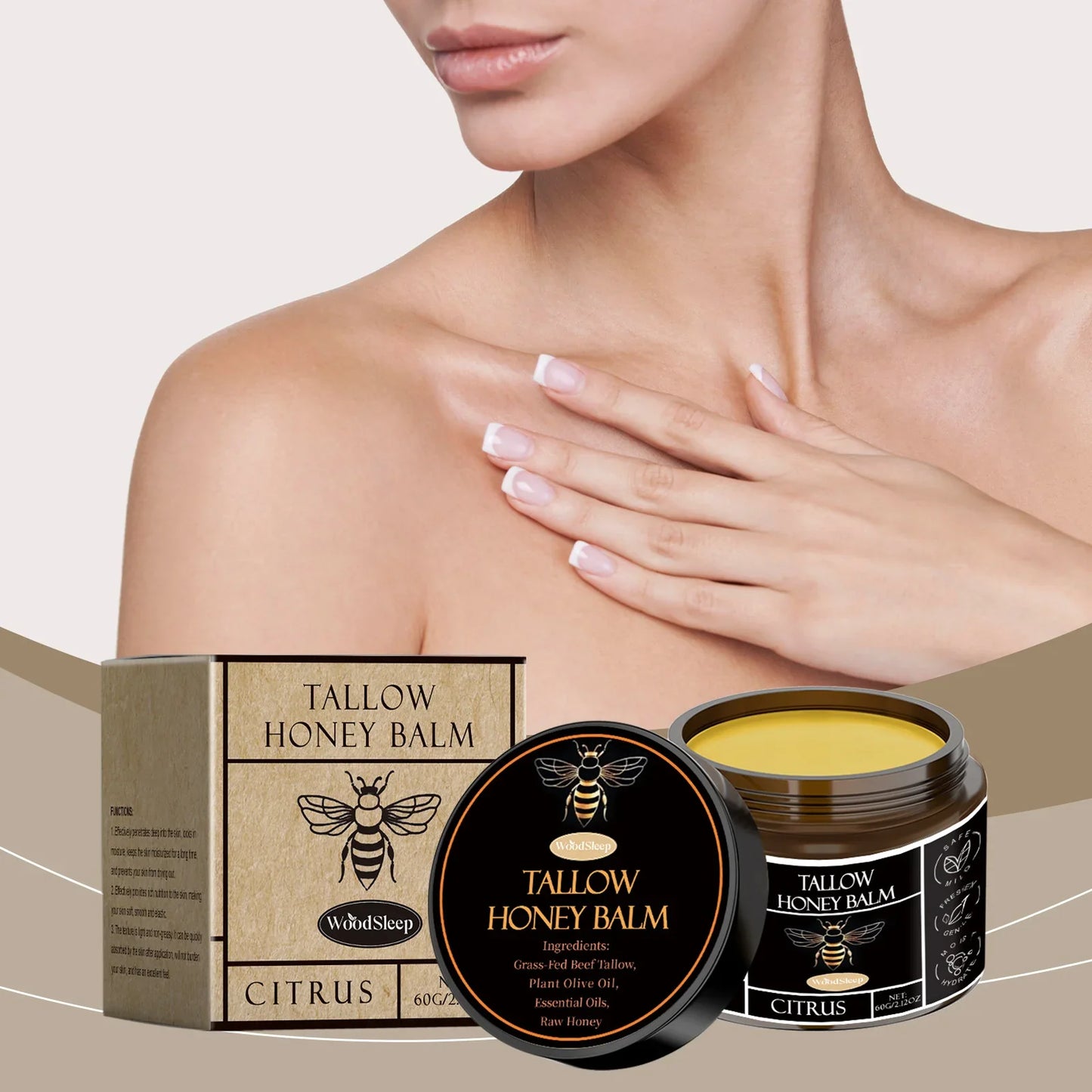 WOODSLEEP Tallow & Honey Hydrating Face Balm – 60g Cream
