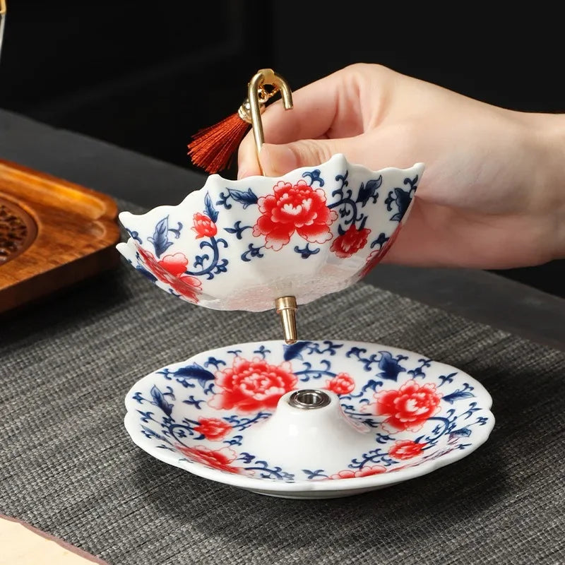 Creative Blue and White Porcelain Umbrella-shaped Ceramic Filter Tea Strainer Gongfu Tea Set Accessories Rotating Tea Filter Peaceful Pleasures Health and Wellness