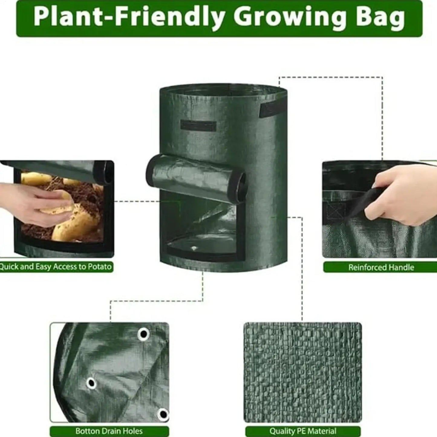 10 Gallon Reusable Grow Bags 3-Pack | Vegetable Planting Bags