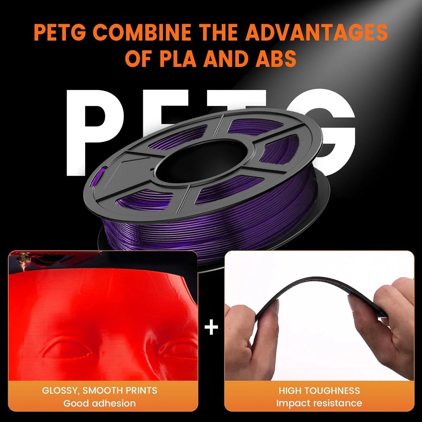 PETG Filament 1.75mm Translucent Purple ±0.02mm | DINGSUN 3D
