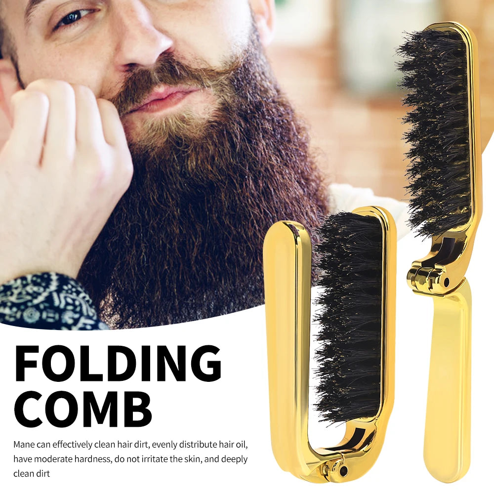 Hair Brush Folding Comb Anti-Static Men Beard Detangling Hair Brush Portable Scalp Massage Comb Salon Home Styling Tool Supplies Peaceful Pleasures Health and Wellness