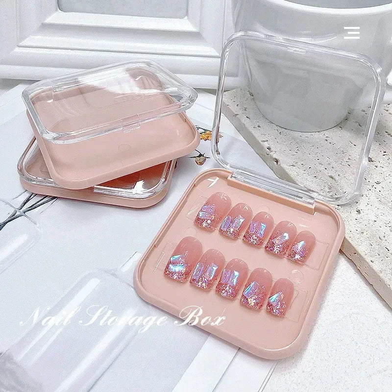 10 Pieces Empty Nail Boxes For Packaging Square Shape Box Wholesale Nail Tips Press On Nail Packaging Case Small Business Peaceful Pleasures Health and Wellness