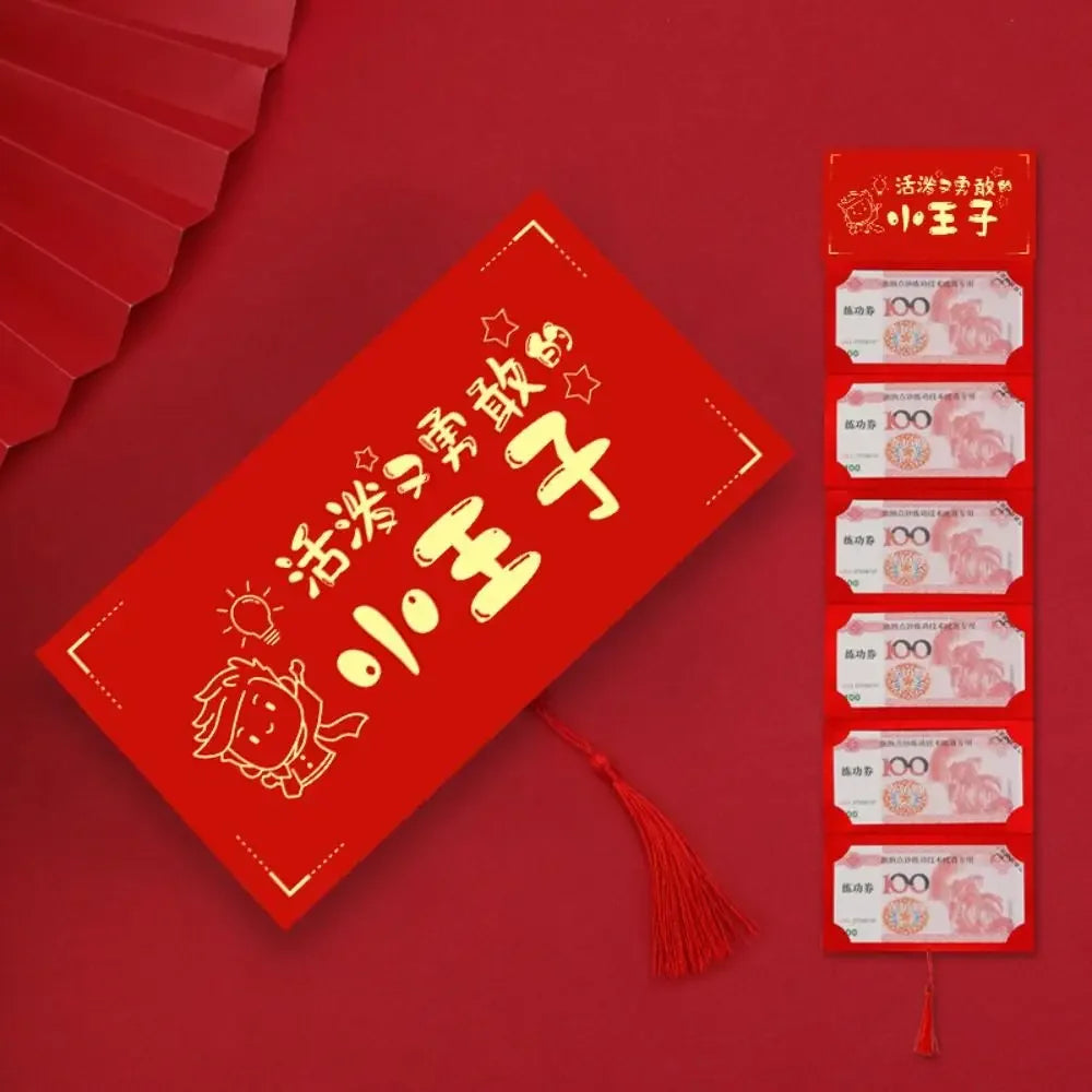 Creative New Year Packet Red Envelope DIY Packing Best Wishes Blessing Bag Luck Money Bag Tassels Red Pocket Celebration Party Peaceful Pleasures Health and Wellness 7-6 Slots-