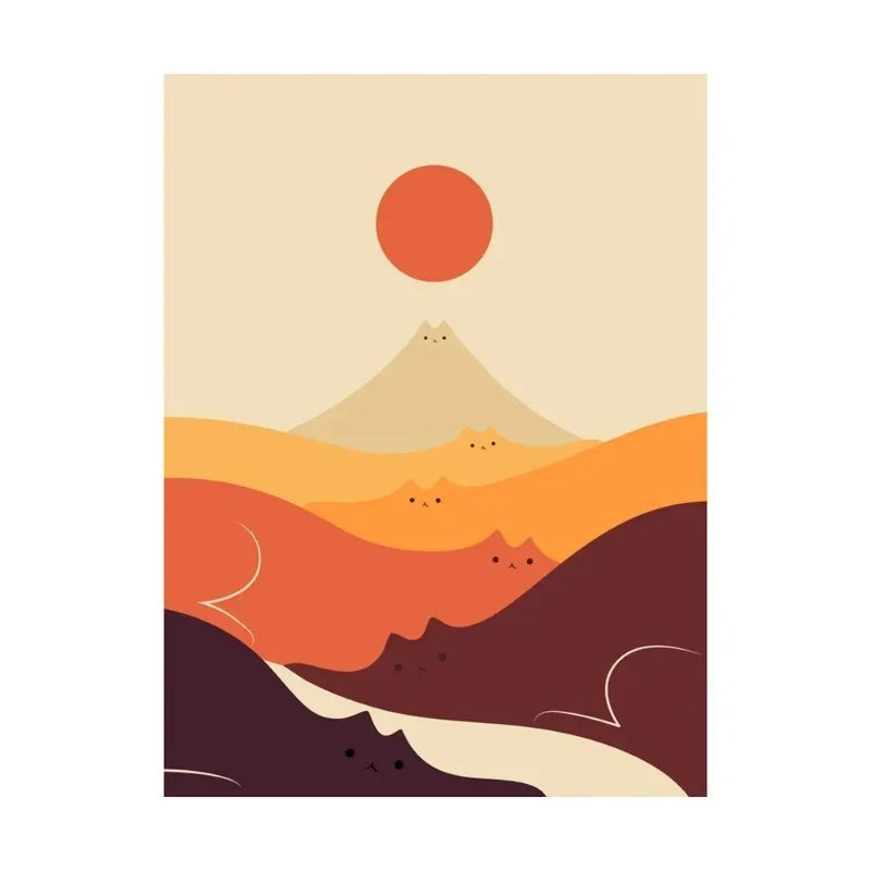 Scandinavian Minimalist Cat Canvas Wall Art | Abstract Poster
