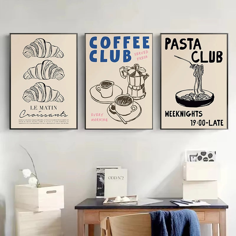Retro Kitchen Canvas Wall Art | Coffee & Food Poster Print