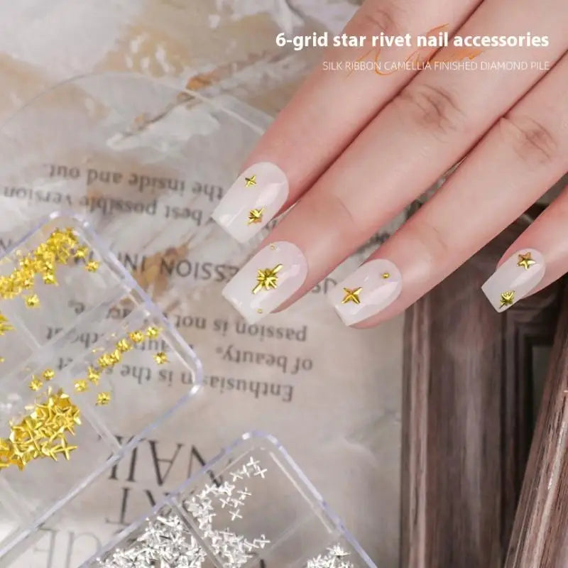 3D Nail Charms Set – Punk Rivets, Bows & Rhinestones, 12 Grid