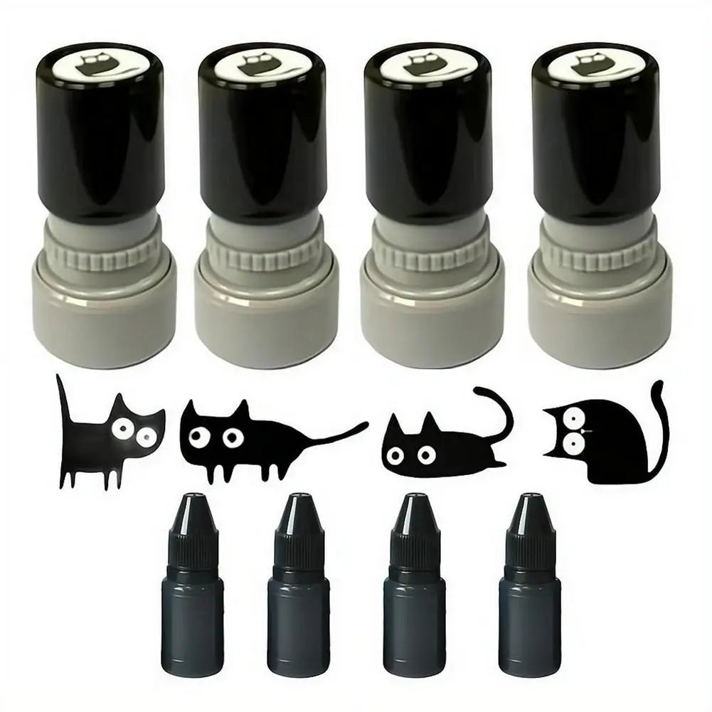 Cute Cartoon Stamps Lovely Small Black Cat Stamp DIY Scrapbooking Decoration Diary Collage Stationery DIY Craft Creations Peaceful Pleasures Health and Wellness