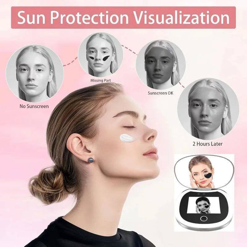 UV Mirror Sunscreen Testing Camera with Light Magnification Travel Makeup 3.5in Pocket Size L Pocket Mirror Sunscreen Mirror Peaceful Pleasures Health and Wellness
