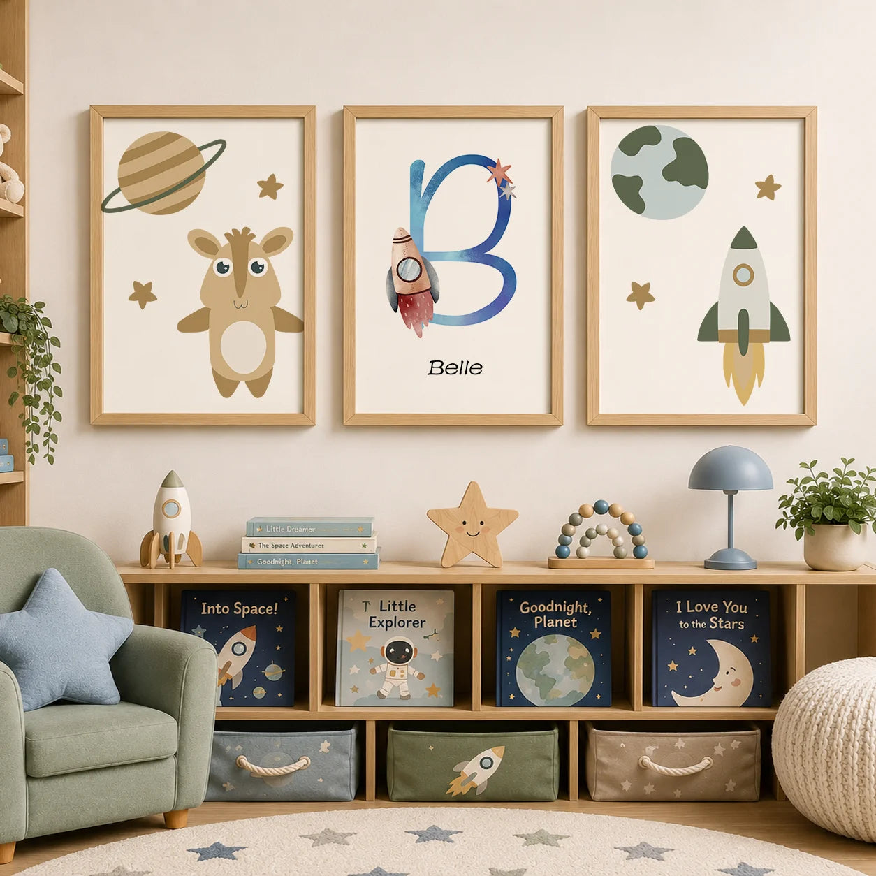 Custom Name Kids Canvas Wall Art – Anime Space Nursery Print Canvas Wall Art Peaceful Pleasures Health and Wellness