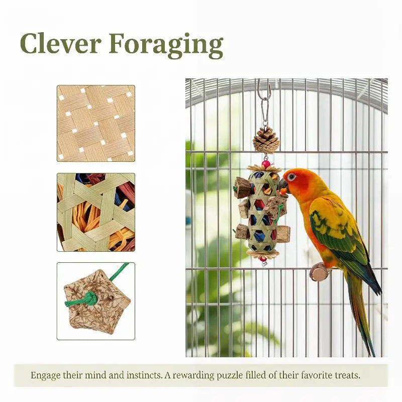Parrot Foraging Chew Toy – Natural Wood Bird Enrichment Toy Bird Foraging Toy Peaceful Pleasures Health and Wellness