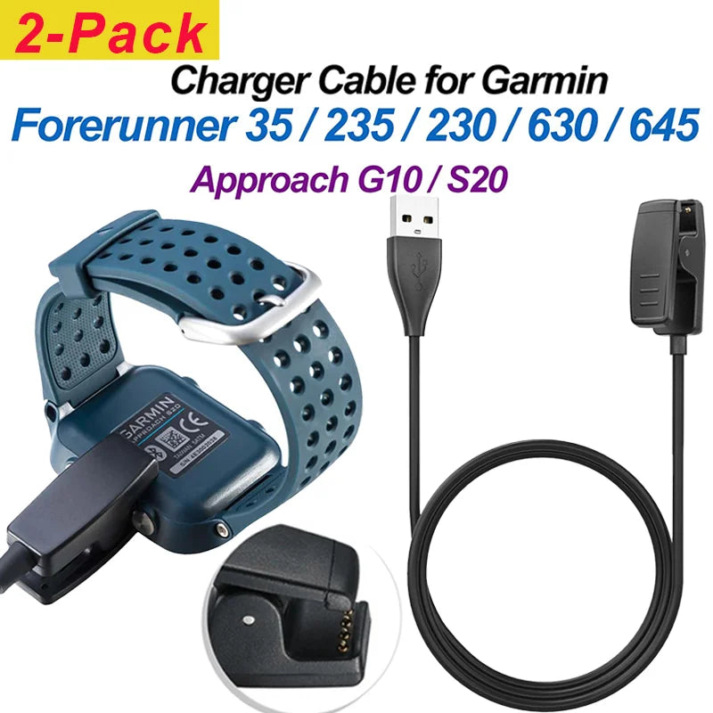 2-Pack USB Charger Clip for Garmin Forerunner 235 645 735XT Peaceful Pleasures Health and Wellness