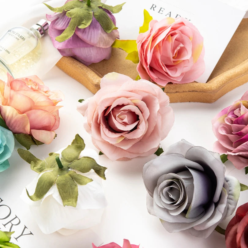 Artificial Silk Rose Heads 5/10pcs | Wedding & Home Decor