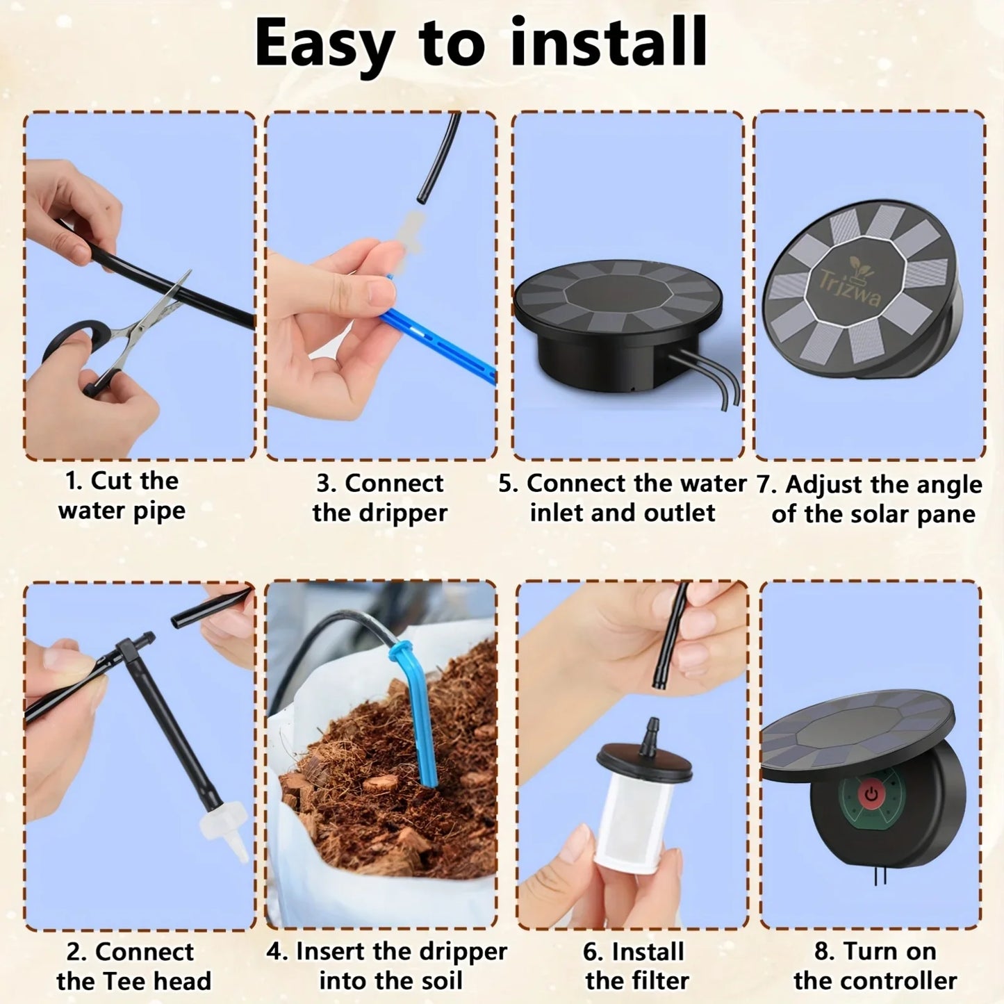 Solar Drip Irrigation Kit – Auto Plant Watering & Water Sensor
