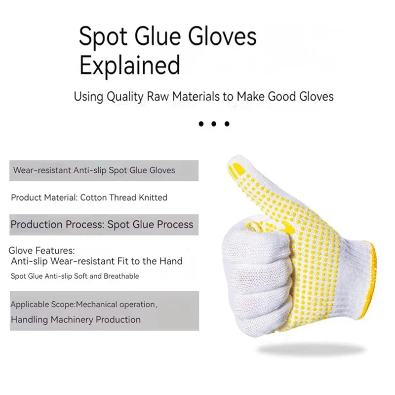 1/3/5 Pairs Work Gloves With Anti Slip Grip, PVC Dots Safety Cotton Protection ,For Painter, Mechanic Industrial Construction Peaceful Pleasures Health and Wellness