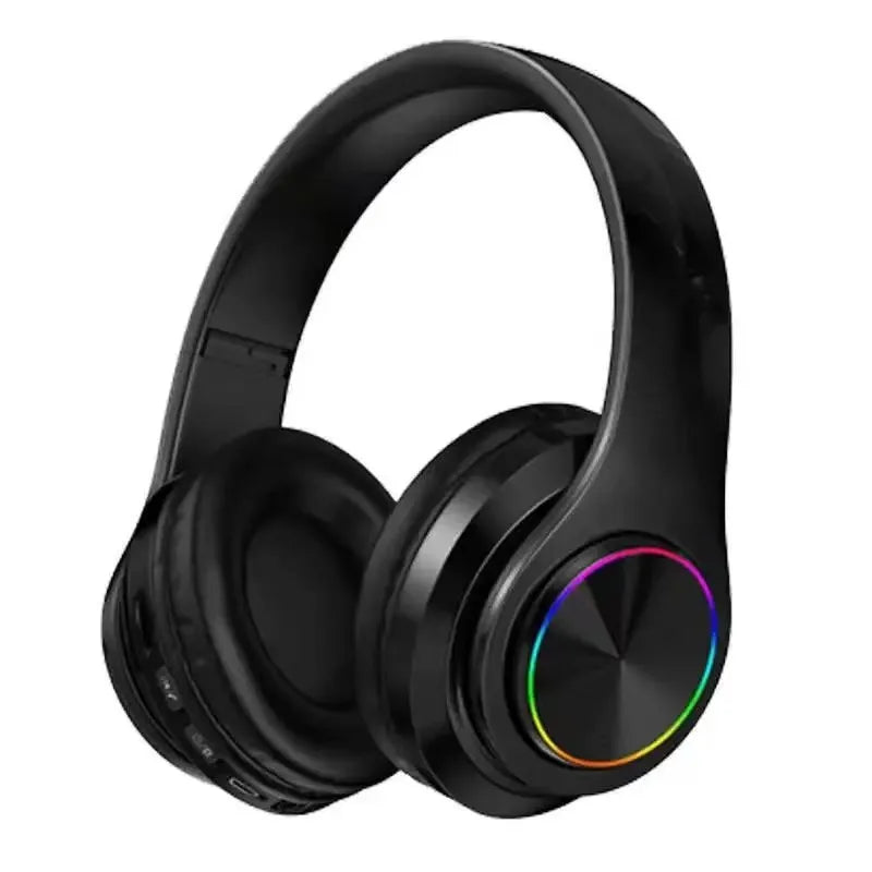 Wireless Bluetooth 5.0 Headphone With Microphone On-Ear Headset Stereo Sound Earphones Sports Gaming Foldable Headphones Game Peaceful Pleasures Health and Wellness Black