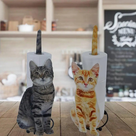 Cat Paper Towel Holder – Iron Animal Roll Stand | Bath & Kitchen Paper Towel Holder Peaceful Pleasures Health and Wellness