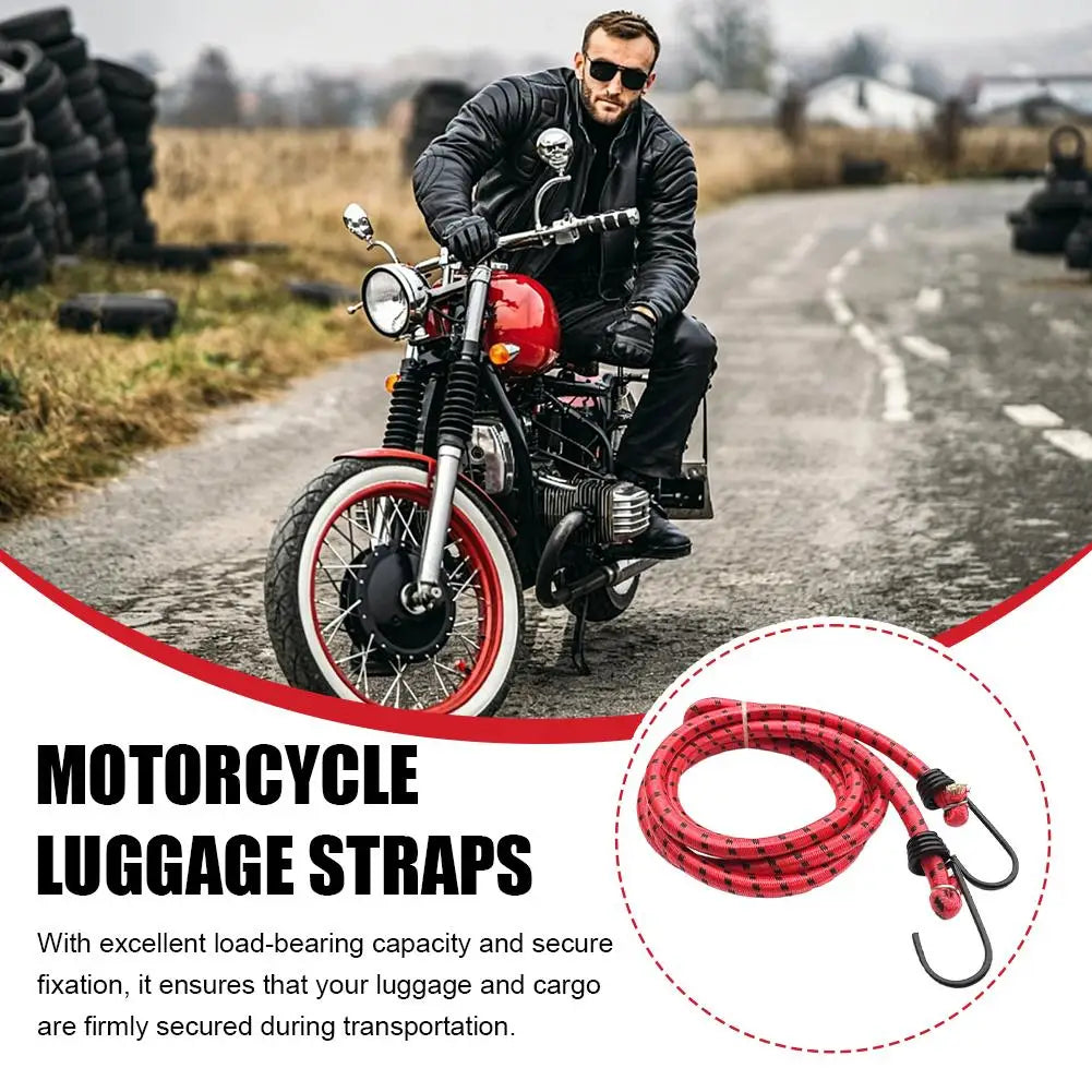 0.6-1.7M Elastic Bungee Cord with Metal Hooks Luggage Packaging Strap for Motorcycle Bike Car Camping Clothes Drying Rope Peaceful Pleasures Health and Wellness