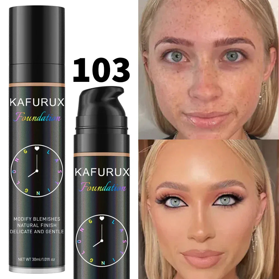 KAFURUX 8-Shade Liquid Foundation – Waterproof Full Coverage