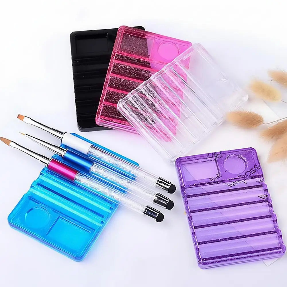 Acrylic Nail Art Brush Holder & Palette – 5-Pen Organizer