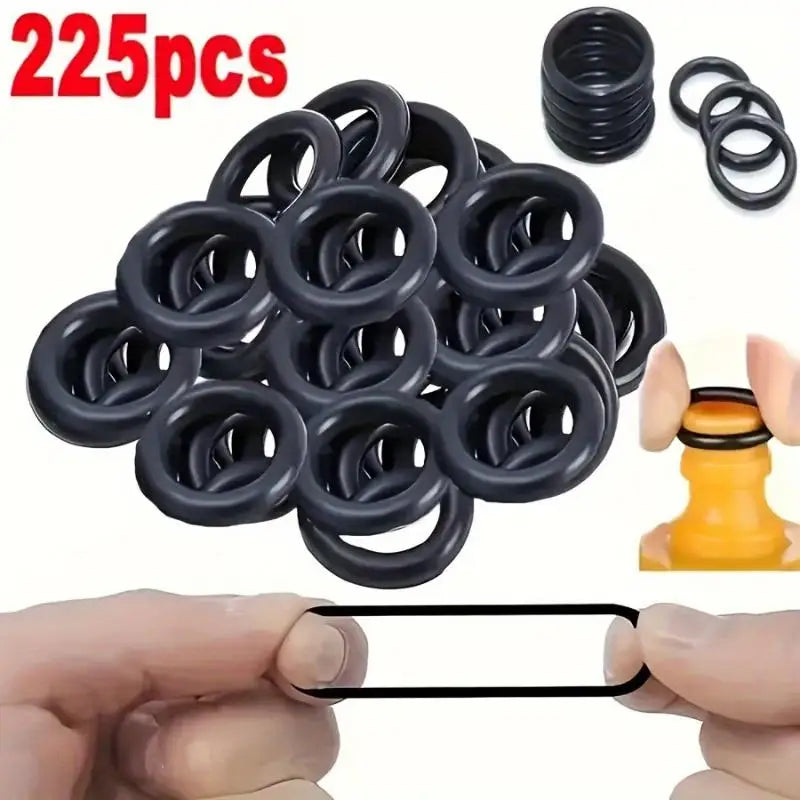 New 225PCS/Bag Black Rubber O Ring Assortment Washer Gasket Sealing O-Ring Kit 18 Sizes For Faucet Hose Connector Sealing Valve Peaceful Pleasures Health and Wellness