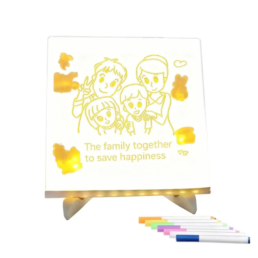 Light Up Rewritable Acrylic Message Board 7 Color Pens Glowing Drawing Lamp for Kids Adults Birthday Festival Gift Peaceful Pleasures Health and Wellness