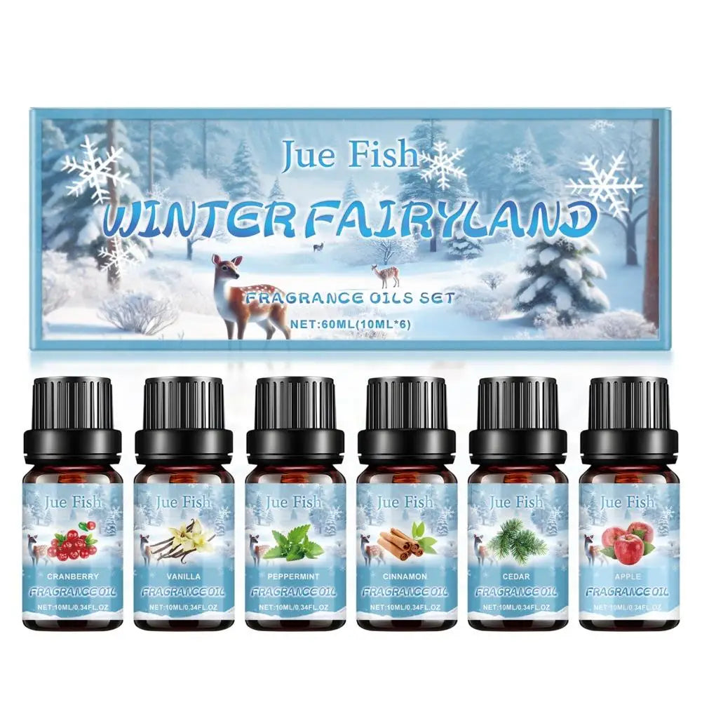 6-Piece Winter Essential Oil Set for Diffuser & Humidifier Essential Oil Gift Set Peaceful Pleasures Health and Wellness Set