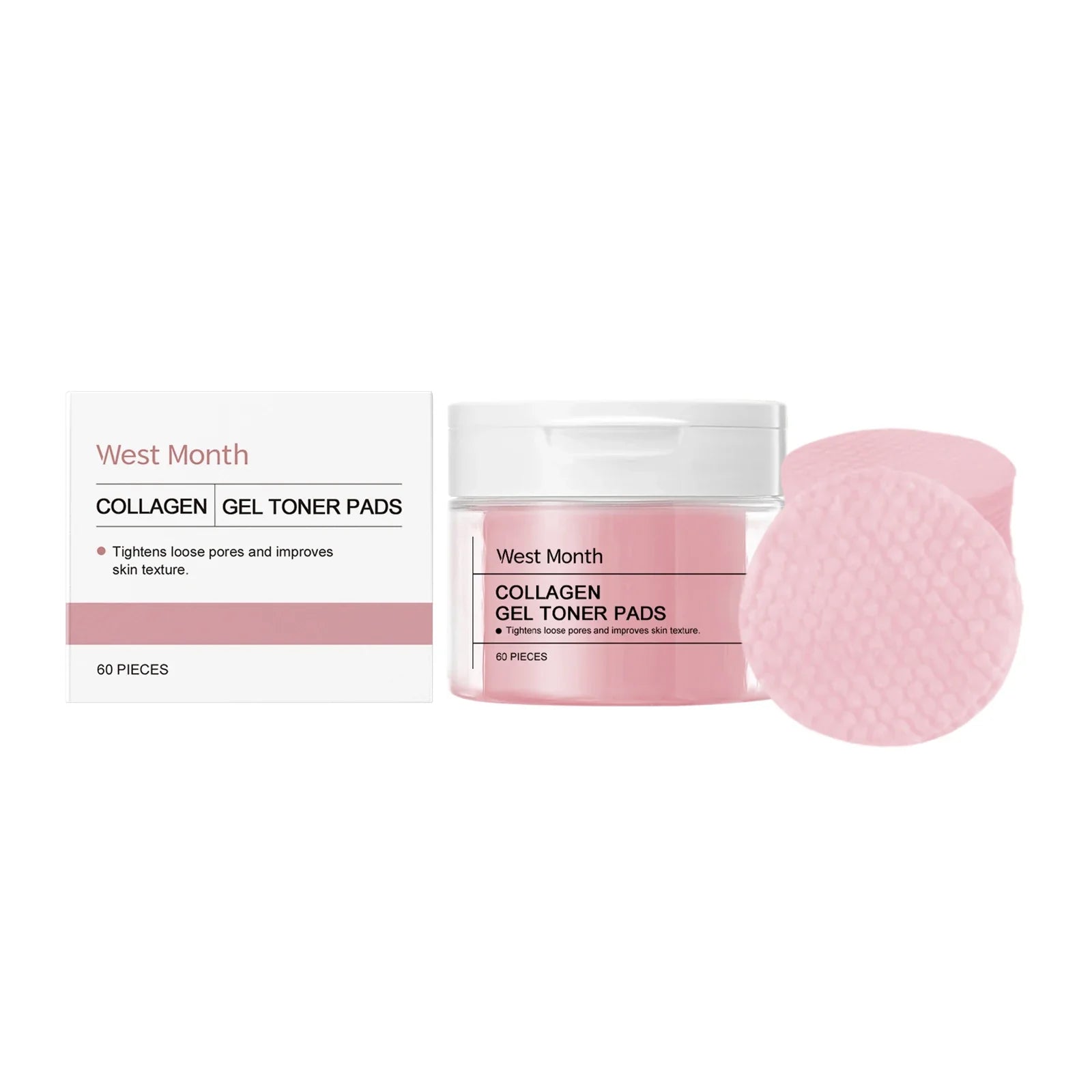 WEST MONTH Collagen Cleansing Pads – Brightening & Moisturizing 60pc Collagen Cleansing Pads Oasis Select 60pcs boxed