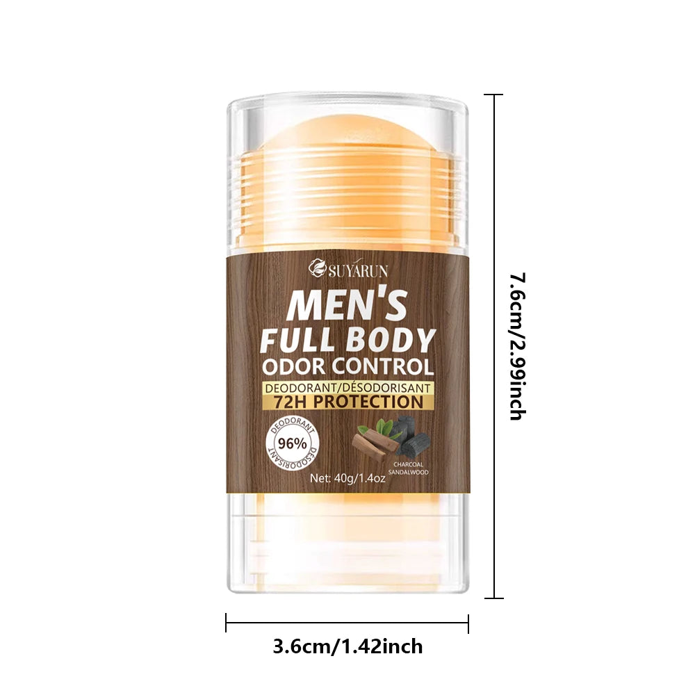 SUYARUN Men's Natural Deodorant Stick for Full Body Odor Protection, 72H Freshness, Sensitive Skin Safe, Travel-Friendly. Peaceful Pleasures Health and Wellness