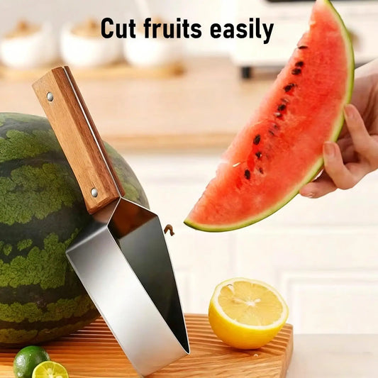 Triangle Watermelon Slicer – Stainless Steel & Wooden Handle Fruit Slicer Tool Peaceful Pleasures Health and Wellness