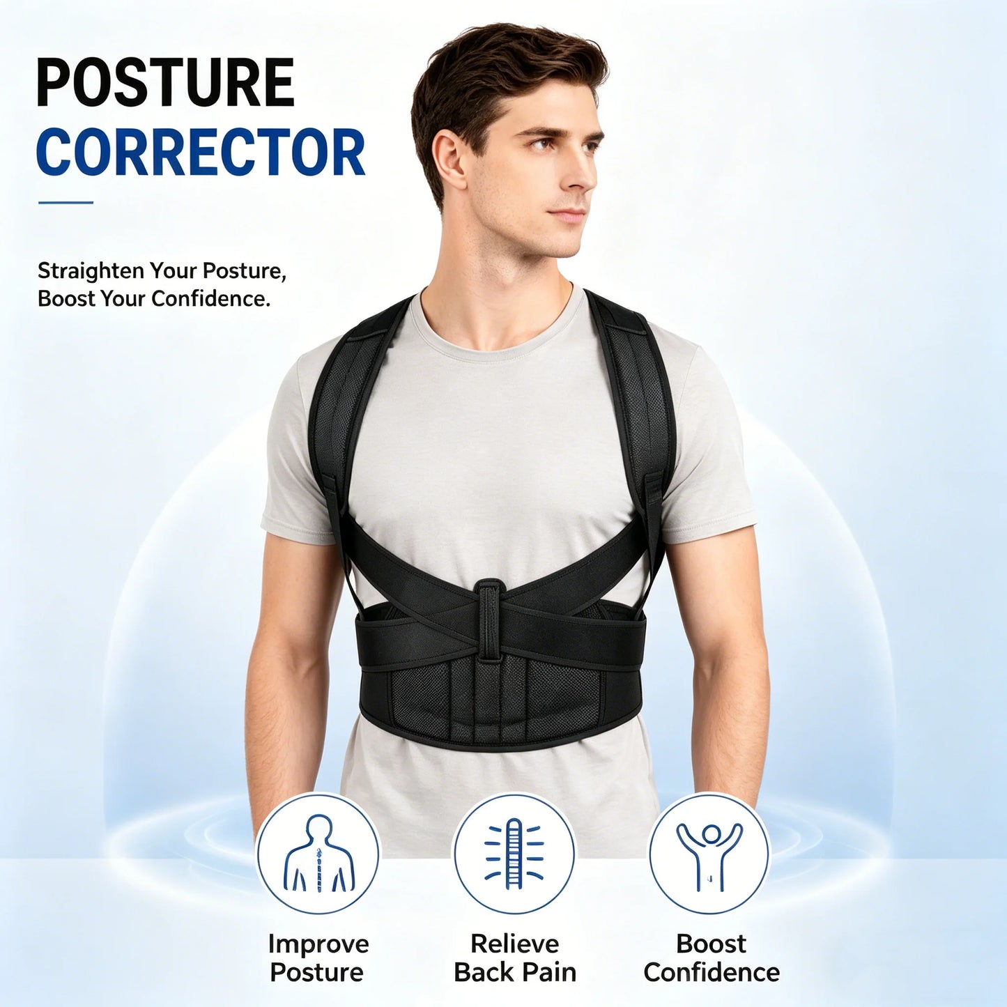 Reinforced Belt Lumbar Column Posture Corrector Vest Adjustable Back Support Strap Shoulder Spine Brace Neck Stretcher Trainer Peaceful Pleasures Health and Wellness