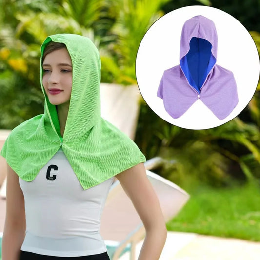 Cooling Hoodie Towel- Hood Towel Evaporative Cool Technology Cools Instantly When Wet Great for Sports Fitness Gym Bandana Peaceful Pleasures Health and Wellness