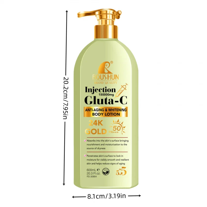 600ml GLUTA-C Body Lotion Sun Cream 2-in-1 Moisturizing Body Lotion Leaves Fragrance, Refreshing and Moisturizing Peaceful Pleasures Health and Wellness