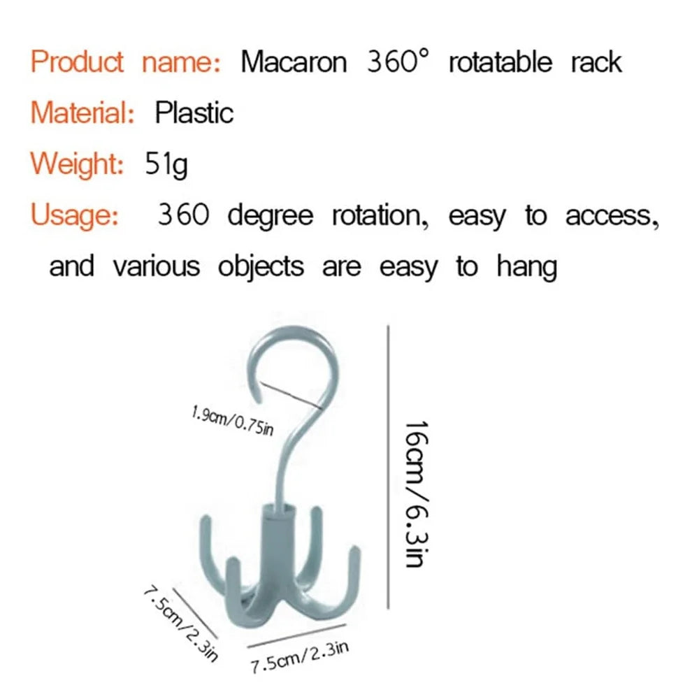 Large Creative Multifunctional Rotatable Four Claw Hooks Coat Hanging Bags Scarf Wardrobe Storage Hangers Doorway Hangers Bags Peaceful Pleasures Health and Wellness