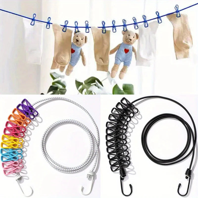 Portable Retractable Clothesline + 12 Clothespins | Travel