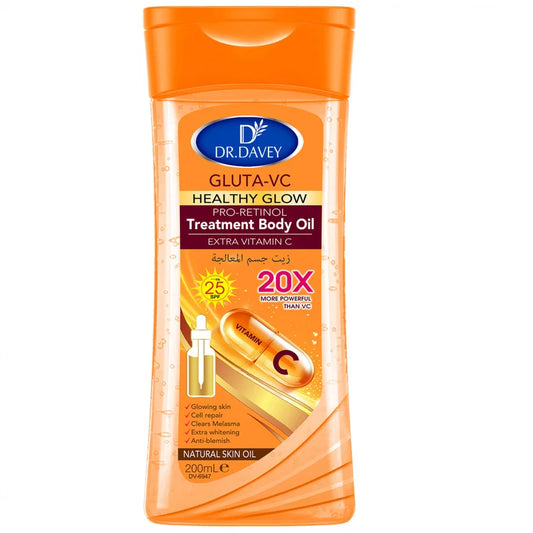 200ml DR.DAVEY GLUTA-VC BODY OIL Skin Care Oil Moisturizes and Nourishes the Skin, Large Volume Whole Body Essential Oil Peaceful Pleasures Health and Wellness