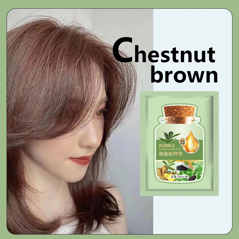 Pure Natural Herbal Hair Dye Shampoo 5 Minutes Change Hair Color Non-irritating Repair Gray White Fashion Hair Care Women Men Peaceful Pleasures Health and Wellness chestnut brown 1pc