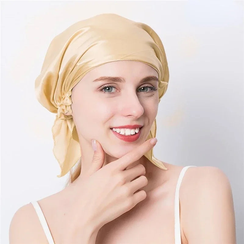 100% Mulberry Silk Sleep Beanie – Night Cap & Hair Wrap