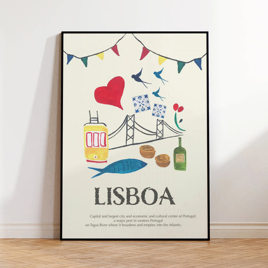 Lisboa Minimalist Quote Canvas Wall Art Print | Home Decor Quote Canvas Print Peaceful Pleasures Health and Wellness G4346 30x40cm Unframed